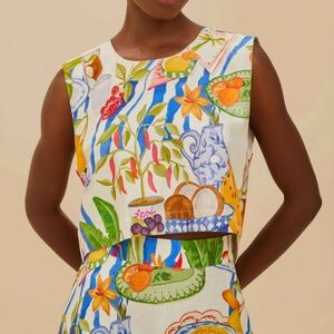 FARM RIO NWT Colorful Fruit and Floral Print Top L